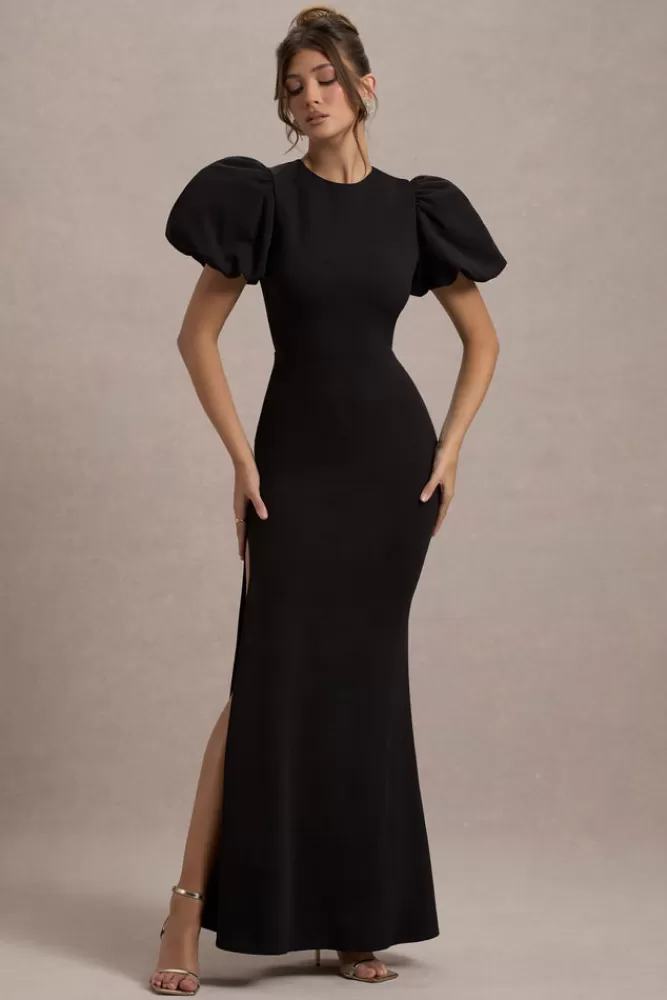 Club L London Love Letters | Puff-Sleeve Maxi Dress BLACK Cheap