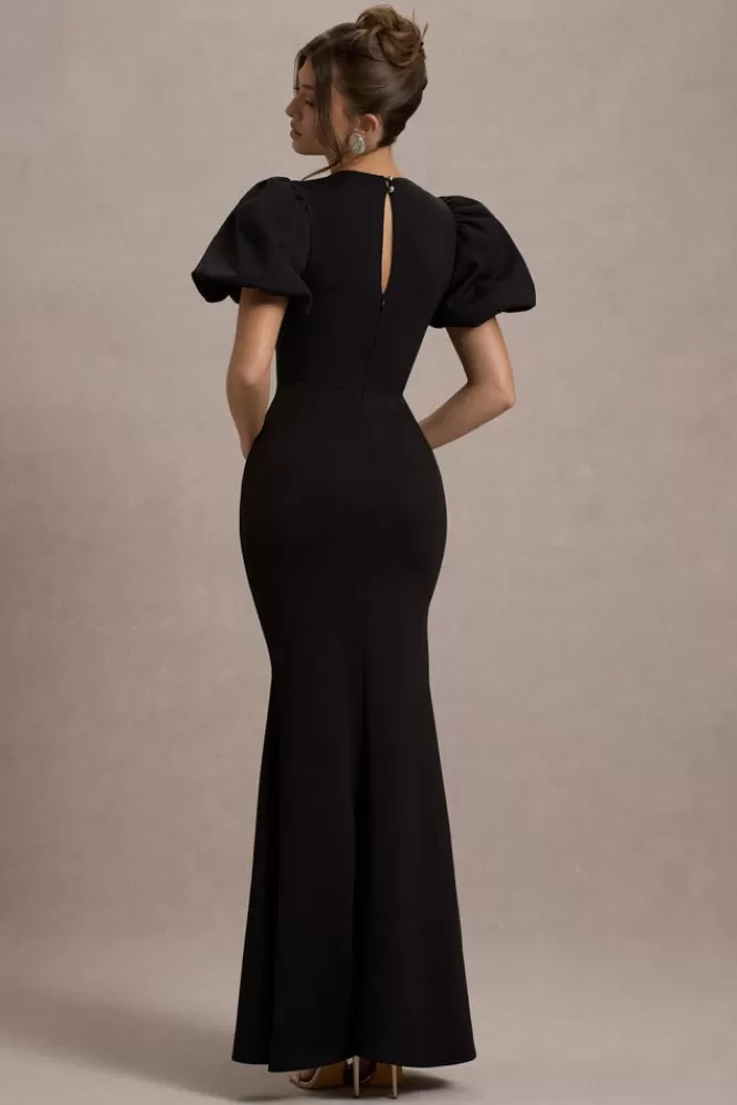 Club L London Love Letters | Puff-Sleeve Maxi Dress BLACK Cheap